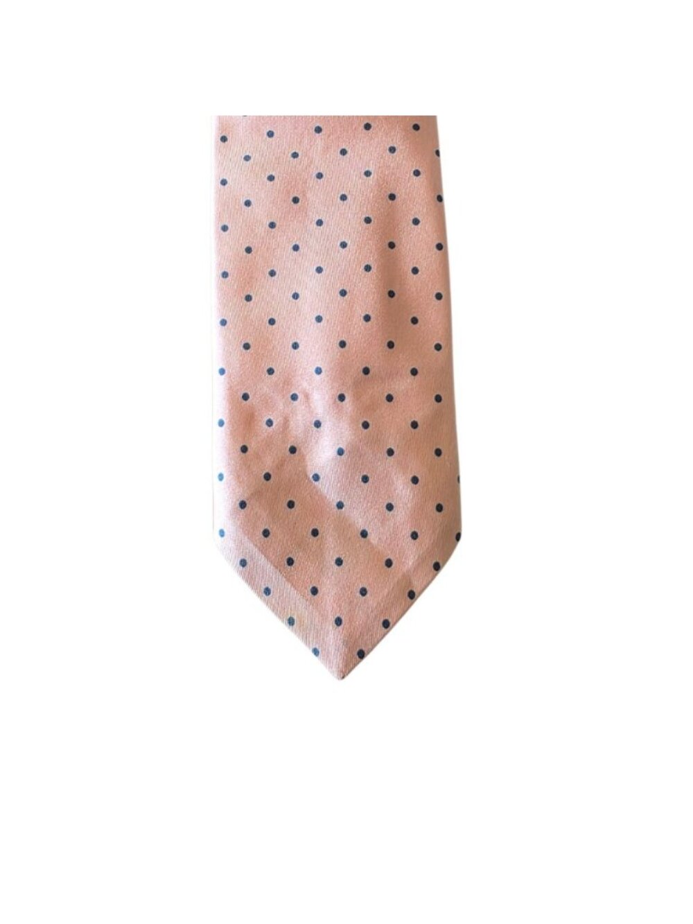 Vintage John Comfort Silk Tie Pink Navy Polka Dot England - Picture 4 of 11